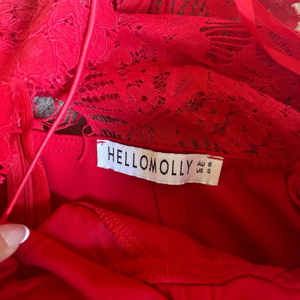 Hello Molly Red Lace Midi Dress - Picture 4 of 4